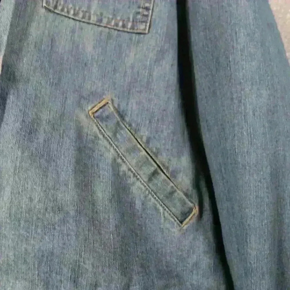 VINTAGE 90s Liz Claiborne Jean Faux Fur Cuff Collar Chore Trucker Coat Women XL - Picture 9 of 16